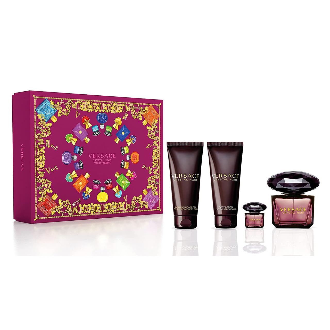 Gift Set Versace Crystal Noir Edp 90ml+Body Lotion + Shower Gel